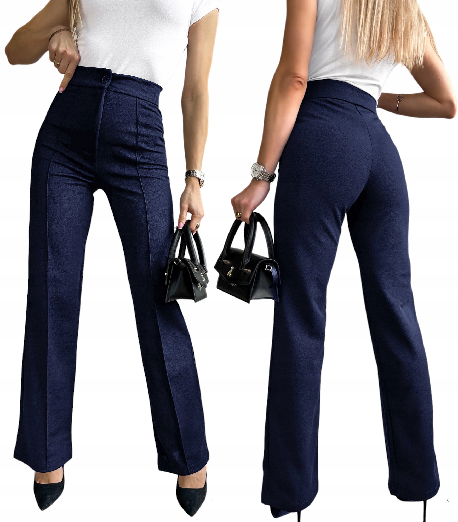 ELEGANCKIE SPODNIE DAMSKIE na kant wysoki stan