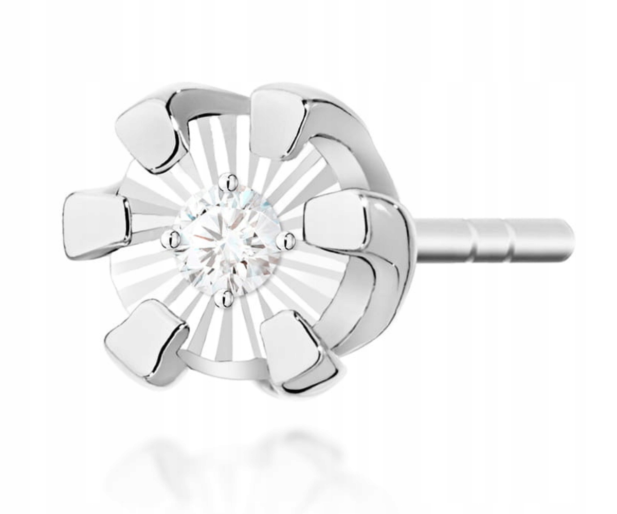 Bílé Zlato Náušnice S Diamantem S Briliantem Tyčinka 585 Dárek