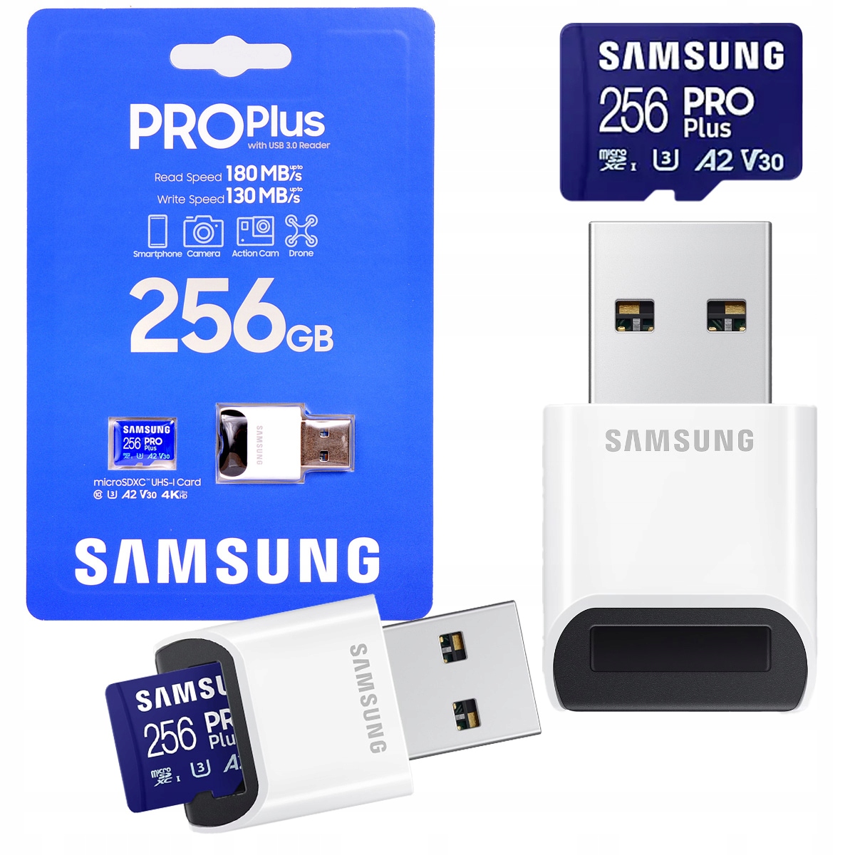 KARTA Samsung Pro PLUS 2023 microSDXC 256GB UHS-I U3 + czytnik kart pamięci