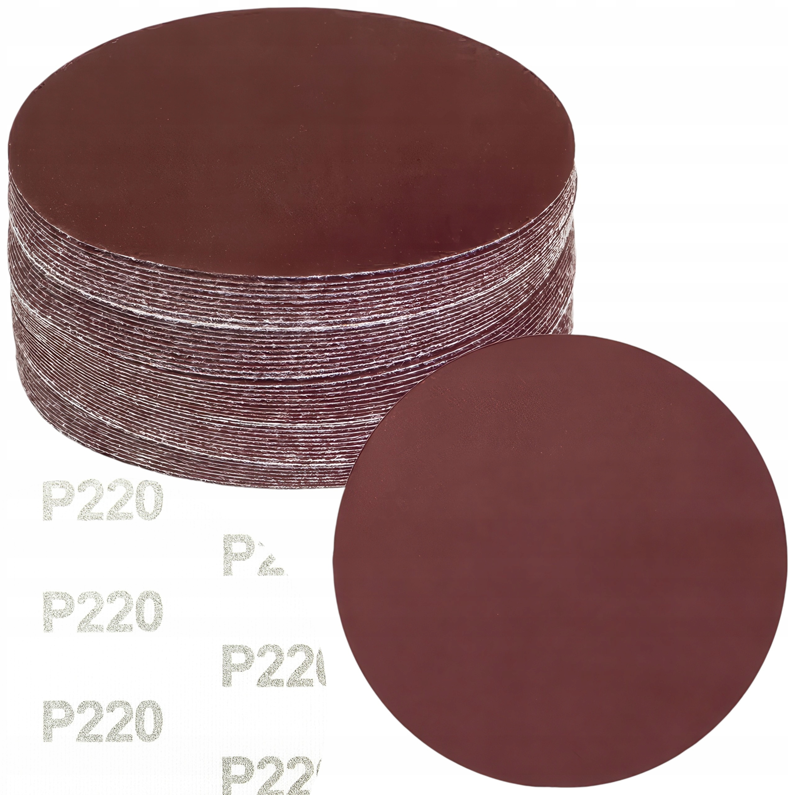 Papier Ścierny Na Rzep Krążek 125MM Do Szlifierki Samoprzylepne P220 50SZT
