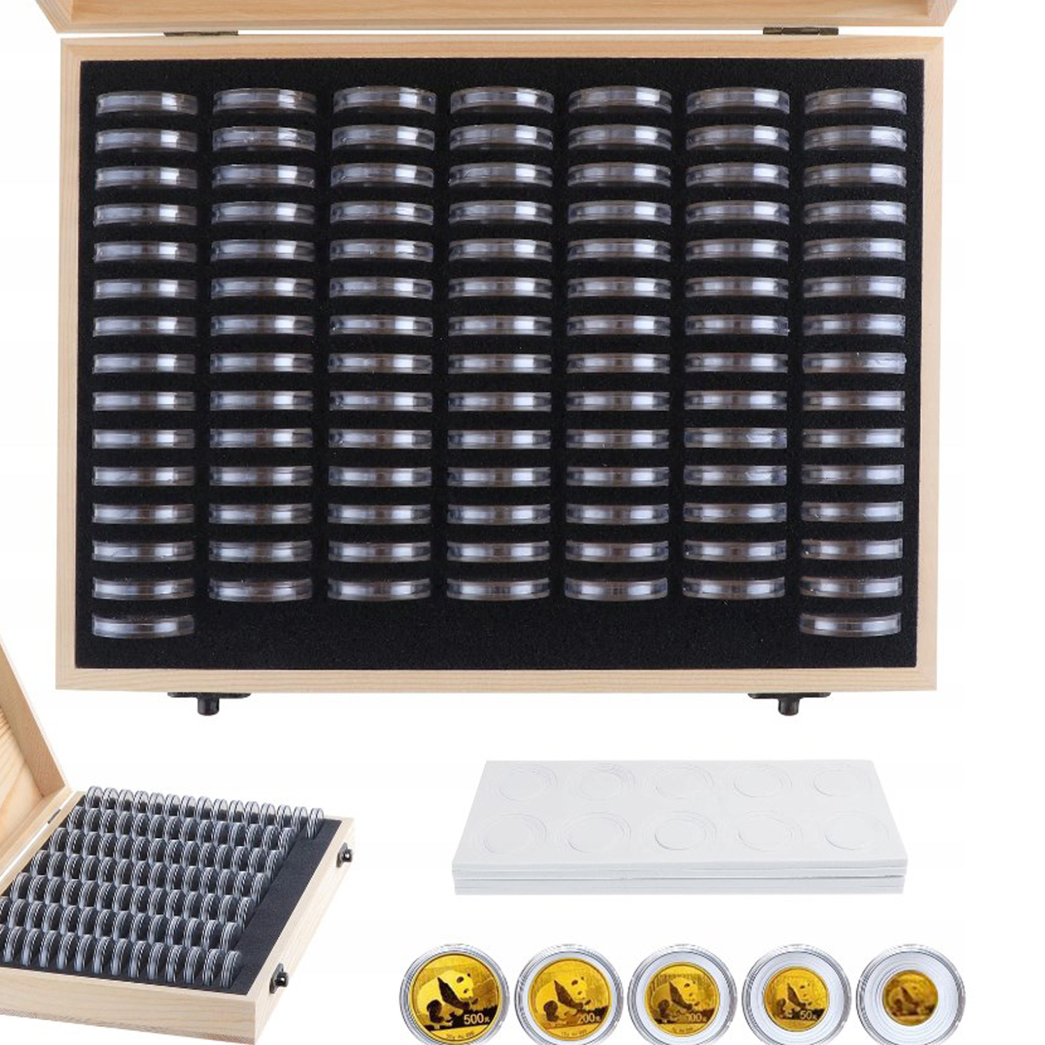 Kapsle Na Mince 18 20 23 25 27 30MM Dřevěná Krabička dárek 100 Ks