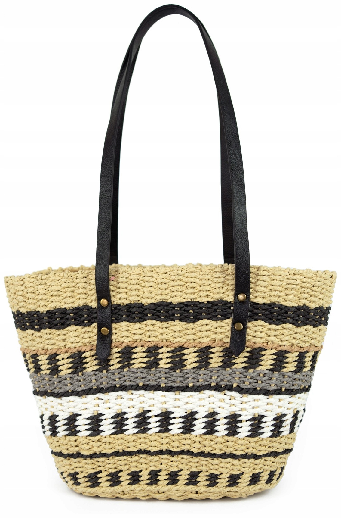 Taška s košíkem Ksanti pletená, dámská, na léto, světle béžová