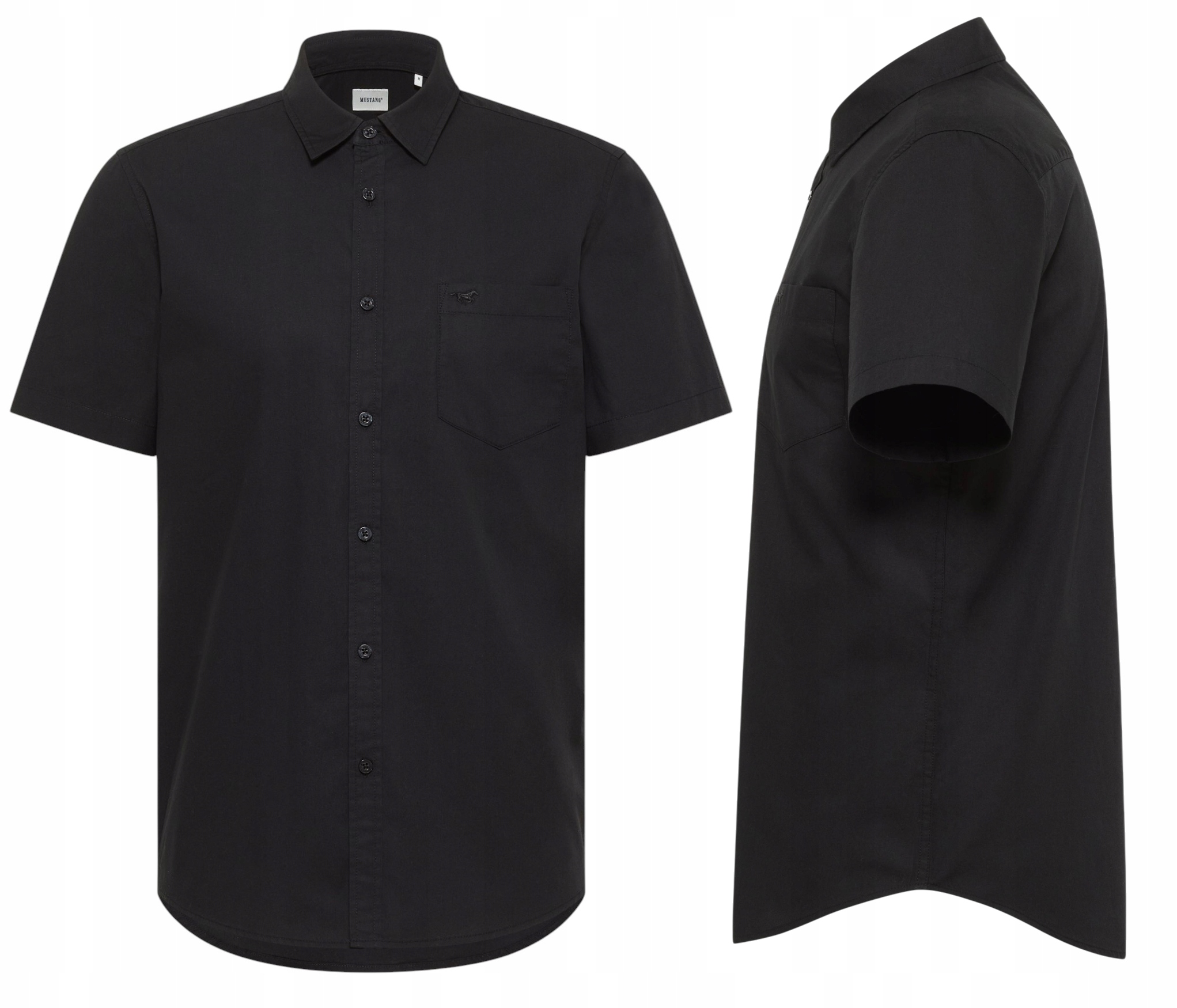 Černá pánská košile s krátkým rukávem Mustang Bavlna Logo Gilroy vel. XL
