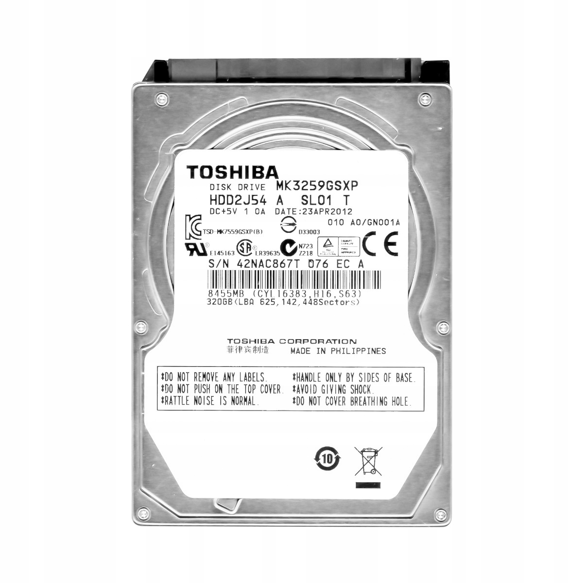 Toshiba 320GB 5.4K 8MB Sata II 2.5'' MK3259GSXP