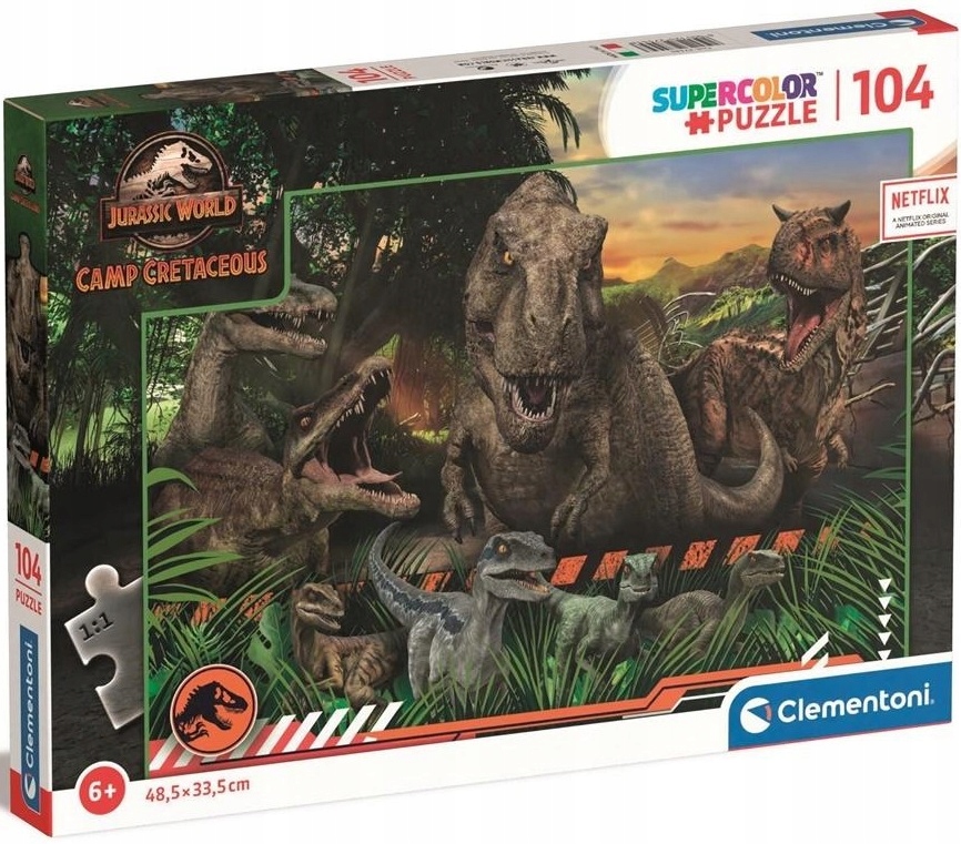 

Puzzle 104 el. Jurassic World Dinozaury Supercolor