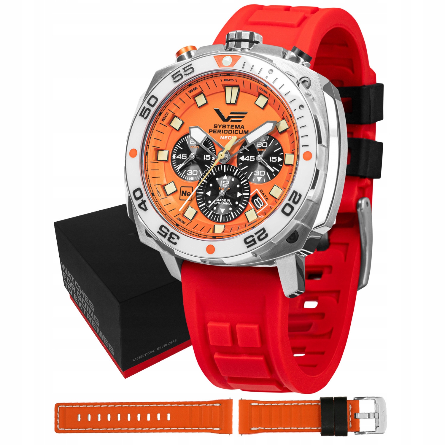 Pánské Hodinky Vostok Europe VK67-650A723SR s červeným řemínkem