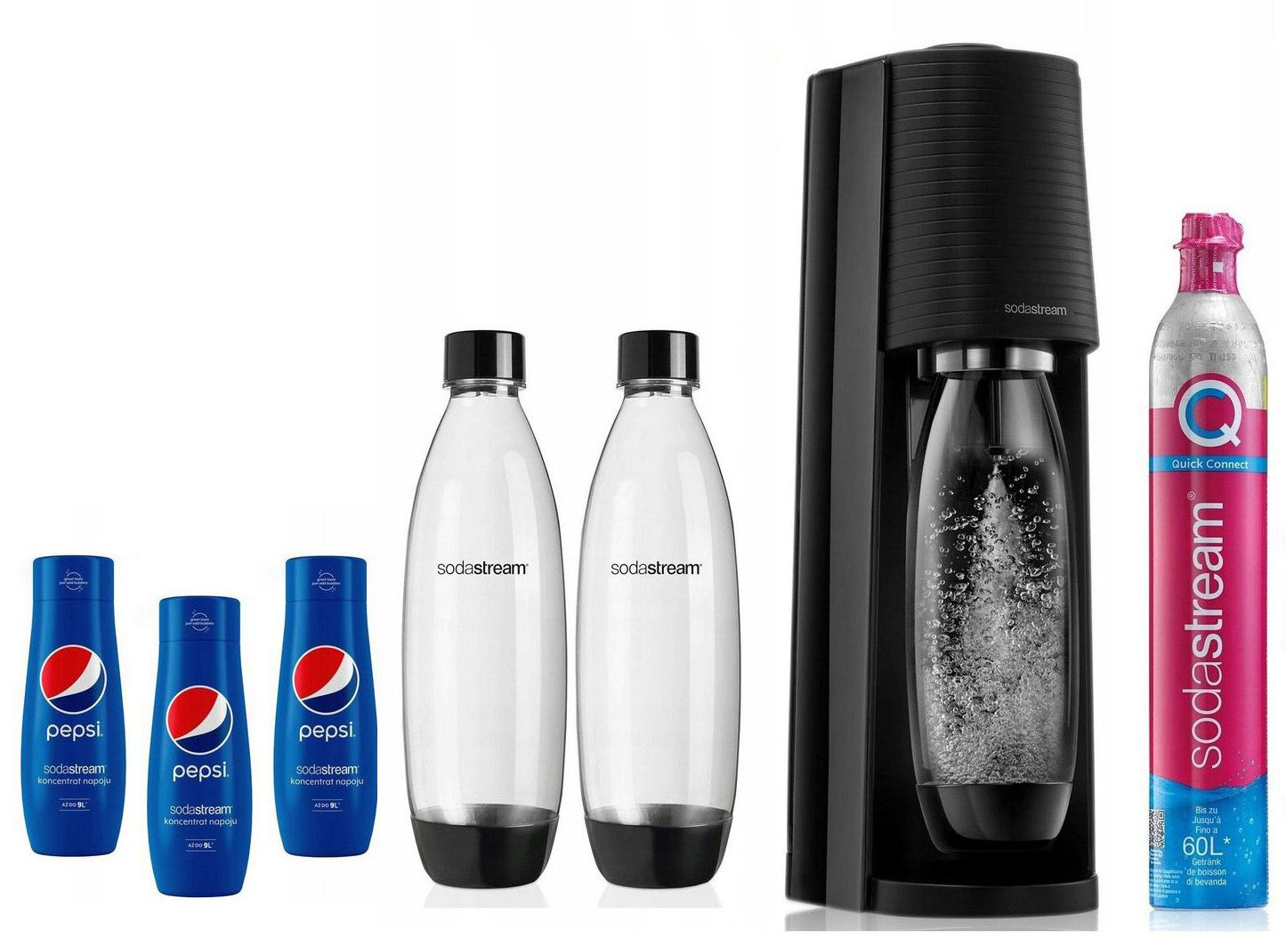 Soda Stream Terra czarny 3x Pepsi butelki x2