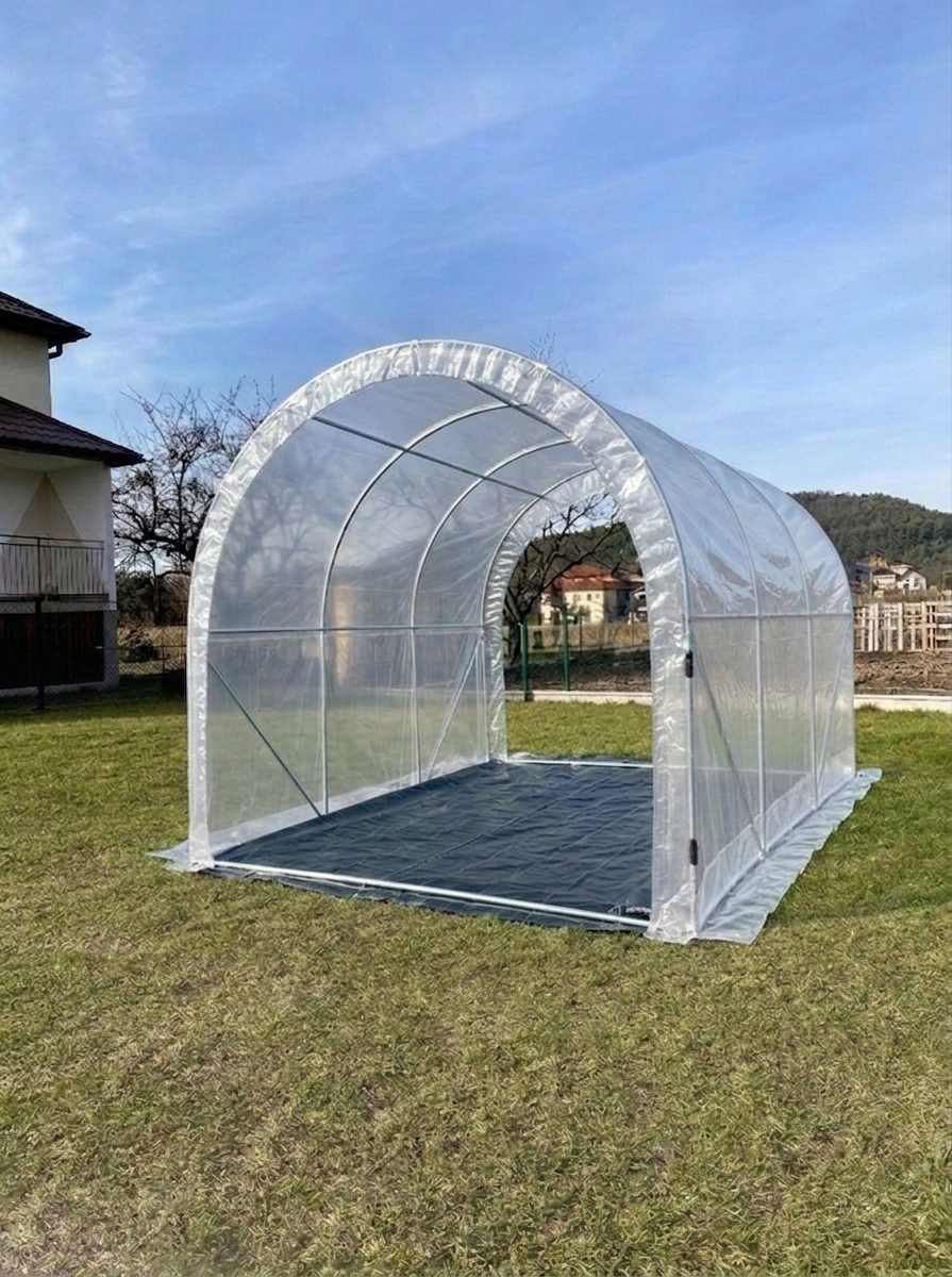 Folia zamienna na tunel ogrodniczy 2,5x4x2m czasza bez drzwi UV10 bezbarwna