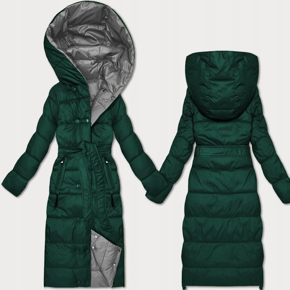 Zimní Bunda 2V1 Kapuce 6519 Zelená/šedá S (36)