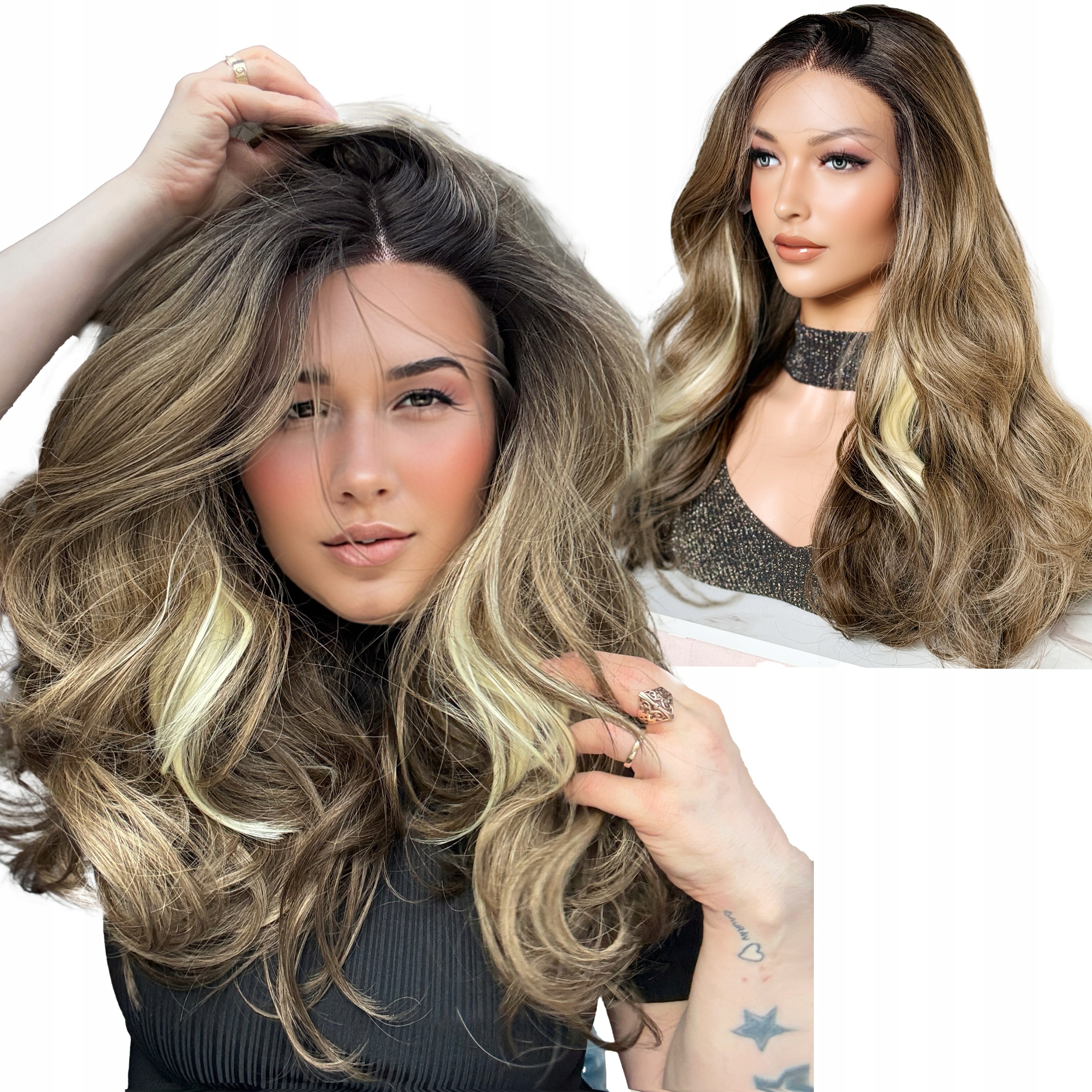 Krásná paruka Hd Lace Front jako přírodní syntetické vlasy Ombre Premium