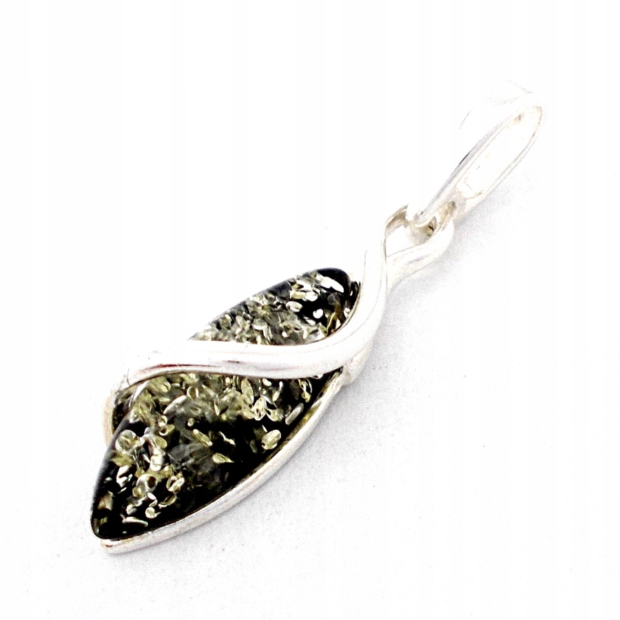 

Srebrny Wisiorek Zielonym Bursztynem