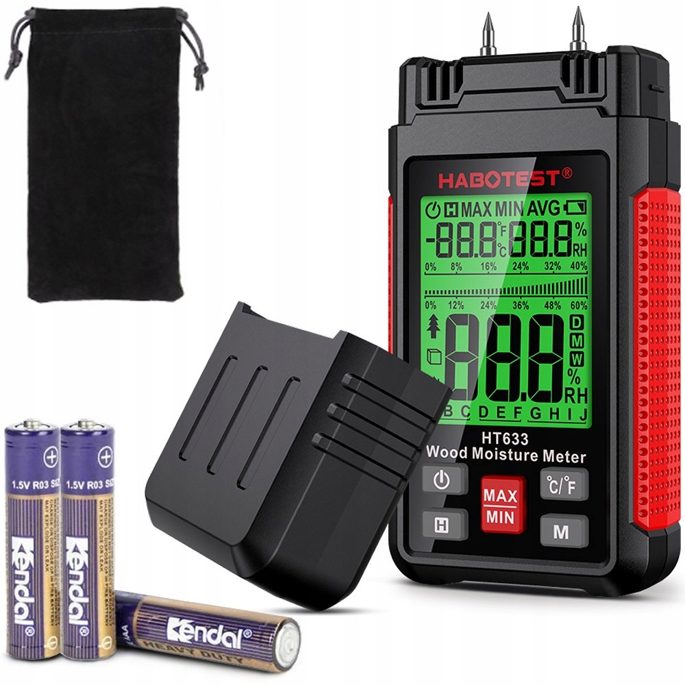 Termohigrometr Habotest HT633 LCD do drewna i materiałów budowlanych