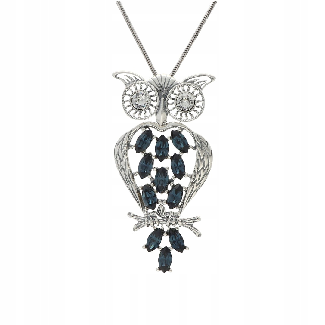 Přívěsek sova s modrými krystaly Swarovski Montana Blue