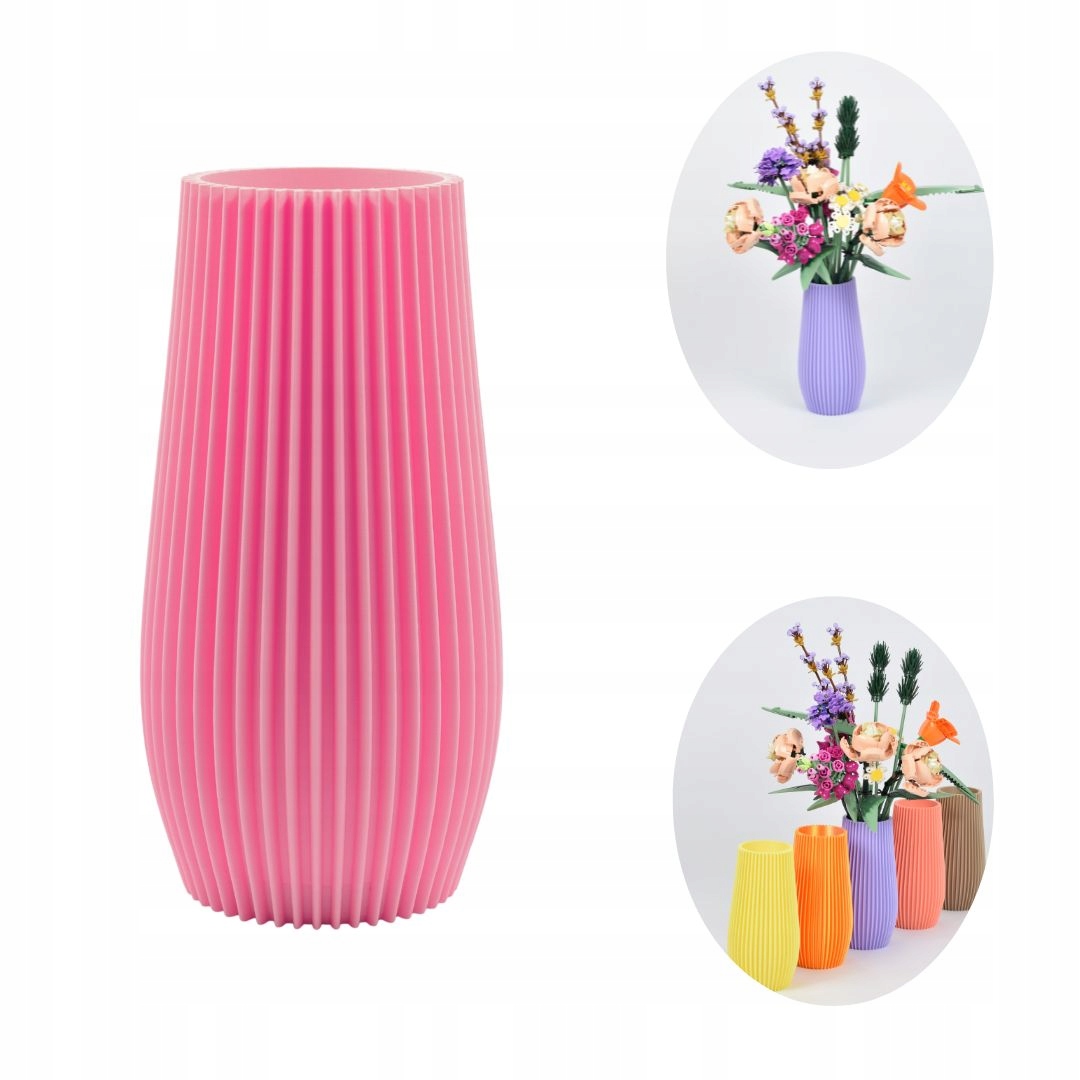 Wazon Prezent Kobiet Dziecka Pastel Różowy do Kwiatów LEGO Matowy