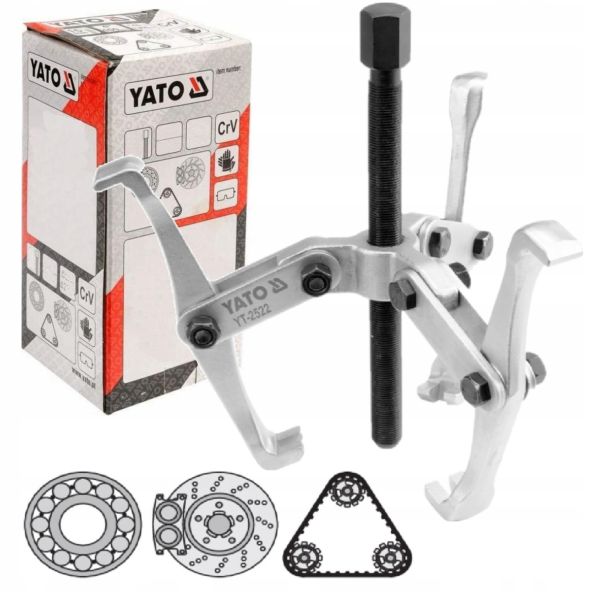 Знімач з трьома спицями для підшипників YATO YT-2522 200 мм