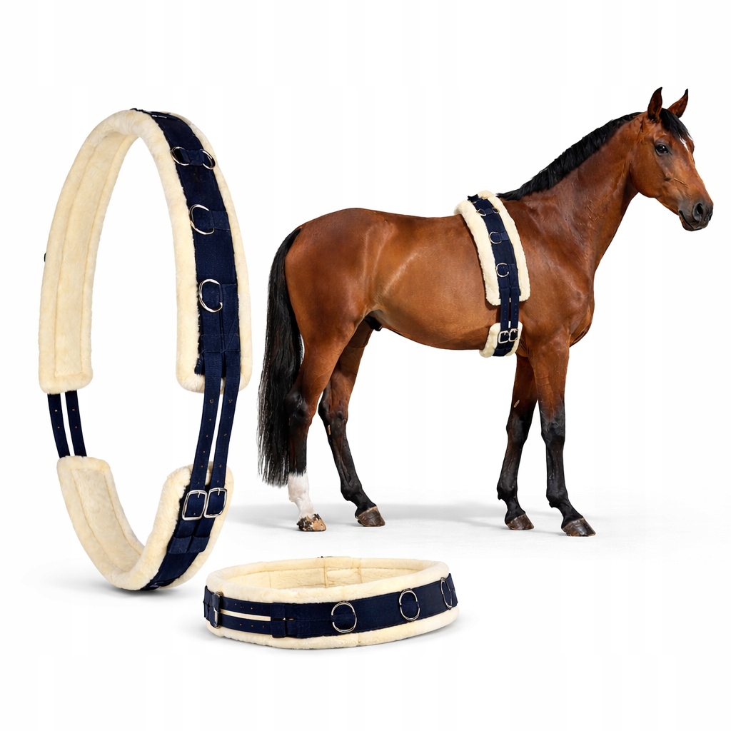 Pas do lonżowania z futerkiem Horze navy/cream rozmiar Full