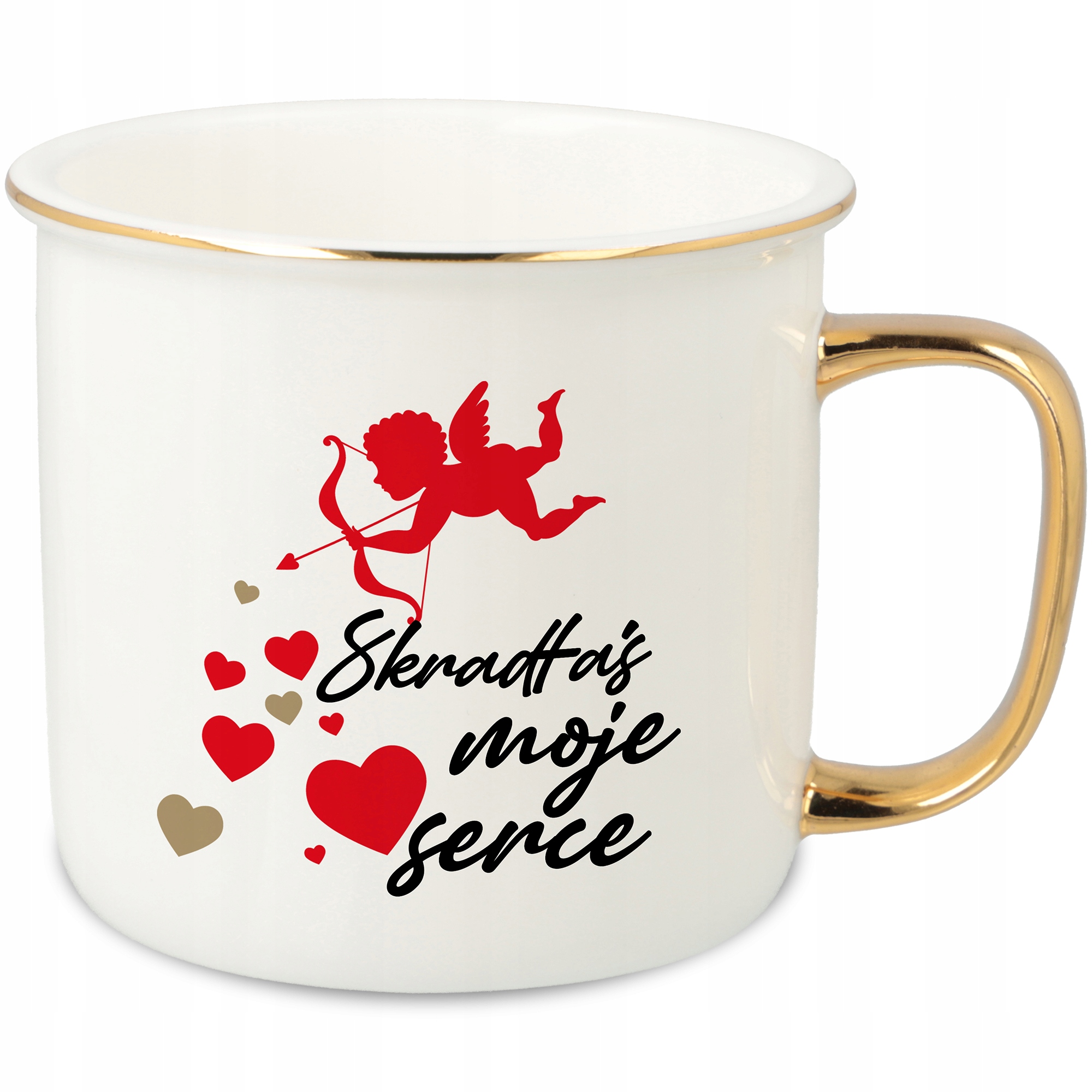 Hrnek Ucho Forma Zlatý Porcelánový Retro 280ML Dárek Pro Manželku MIX Vzorů