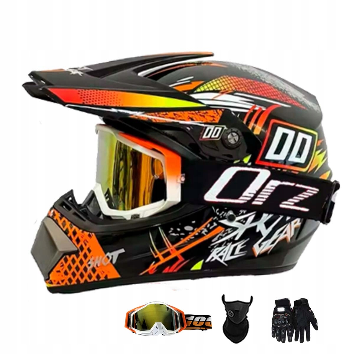 Motocyklová Přilba Lehká Enduro Quada Brýle Rukavice Maska S