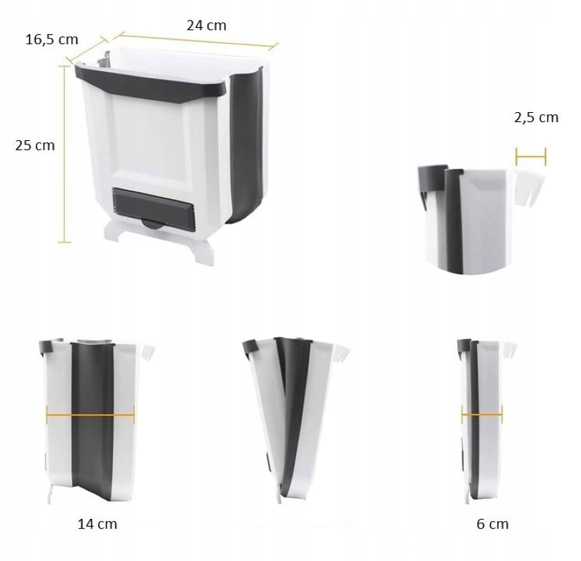 KOSZ NA ŚMIECI SKŁADANY DO KUCHNI SAMOCHODU BIURA z miejscem na worki Marka inna