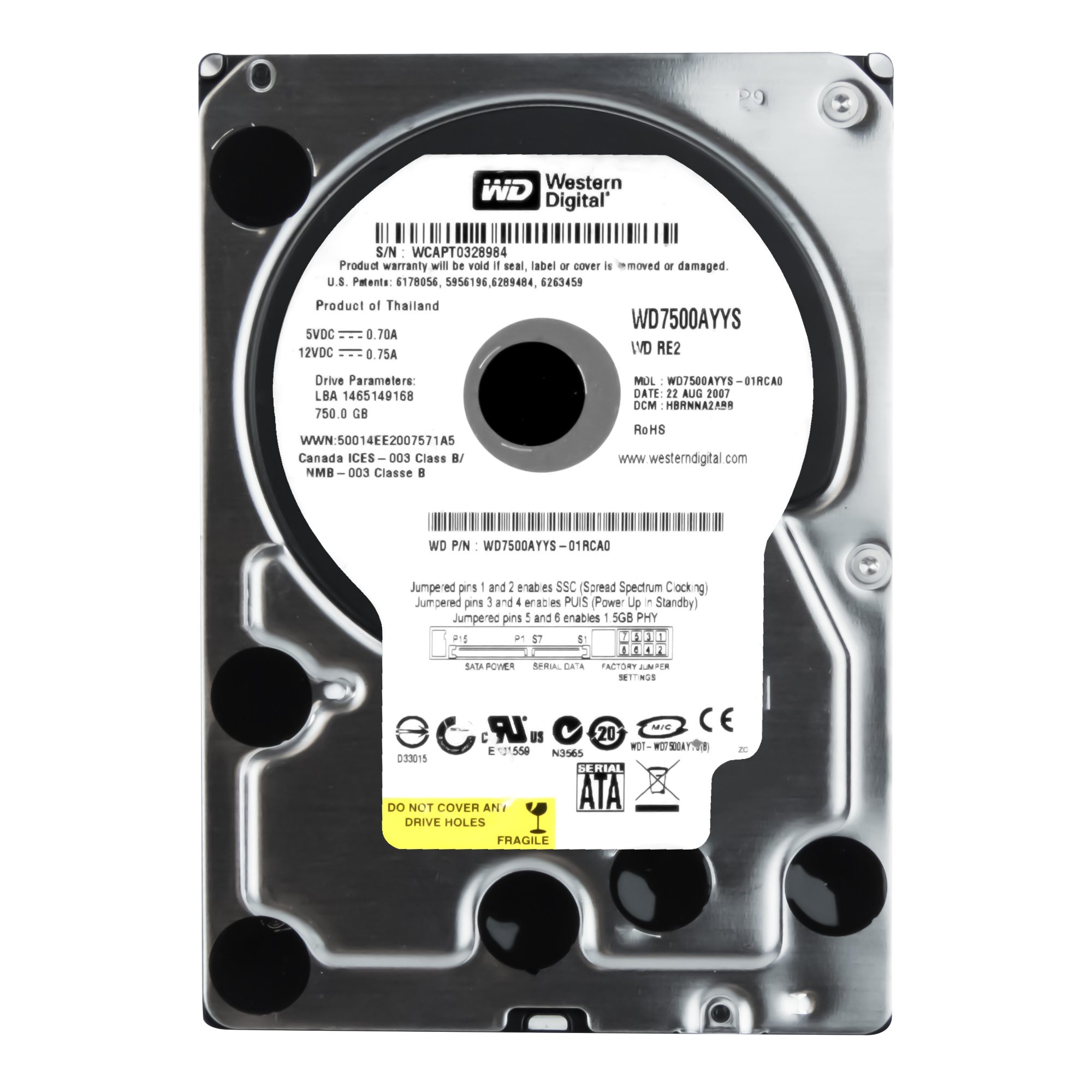 Wd RE2 750GB 7.2K 16MB Sata II 3.5'' WD7500AYS