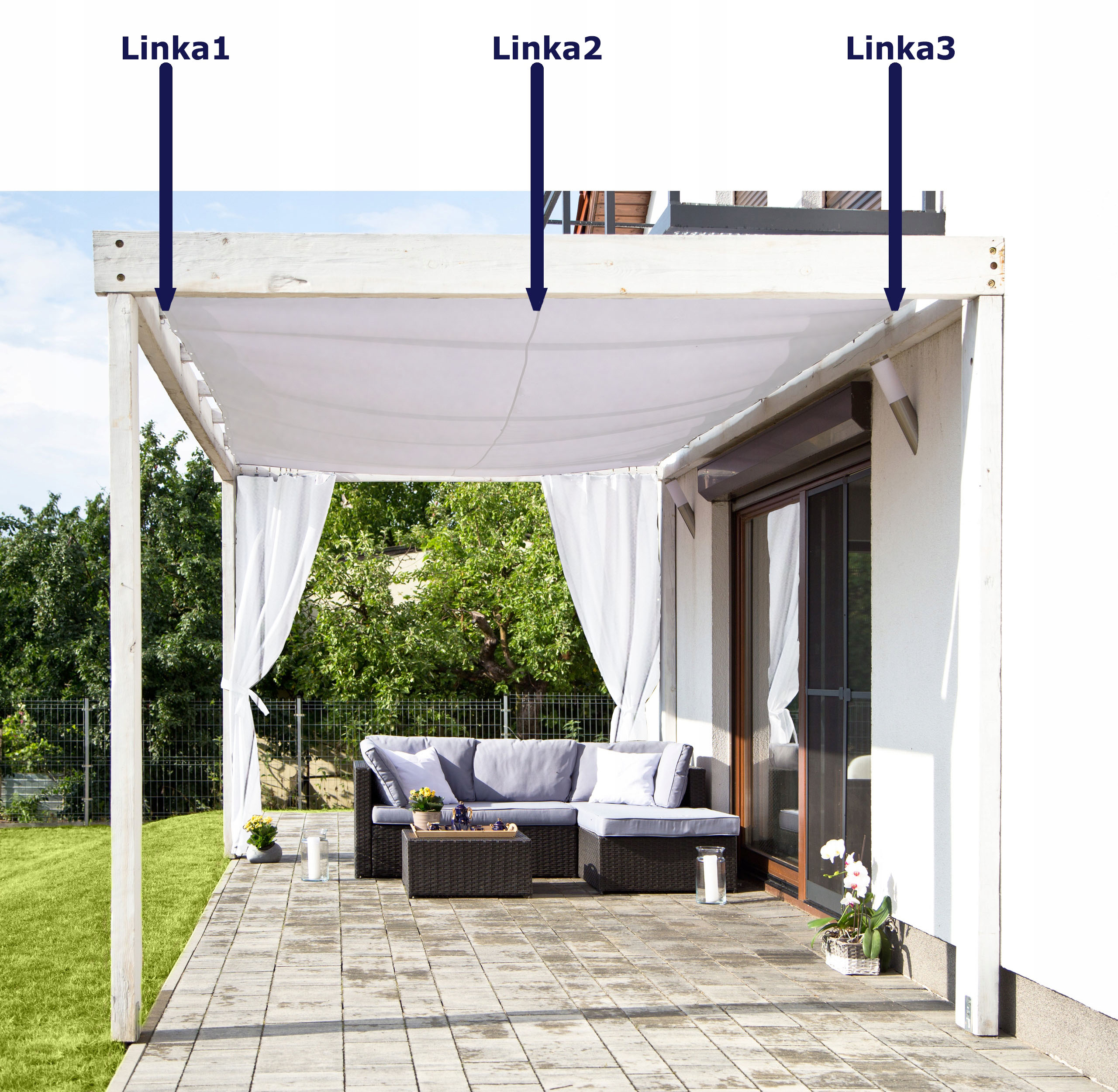 Żagiel Ogrodowy Rozsuwany Na 3 Linkach 6 x 3 m