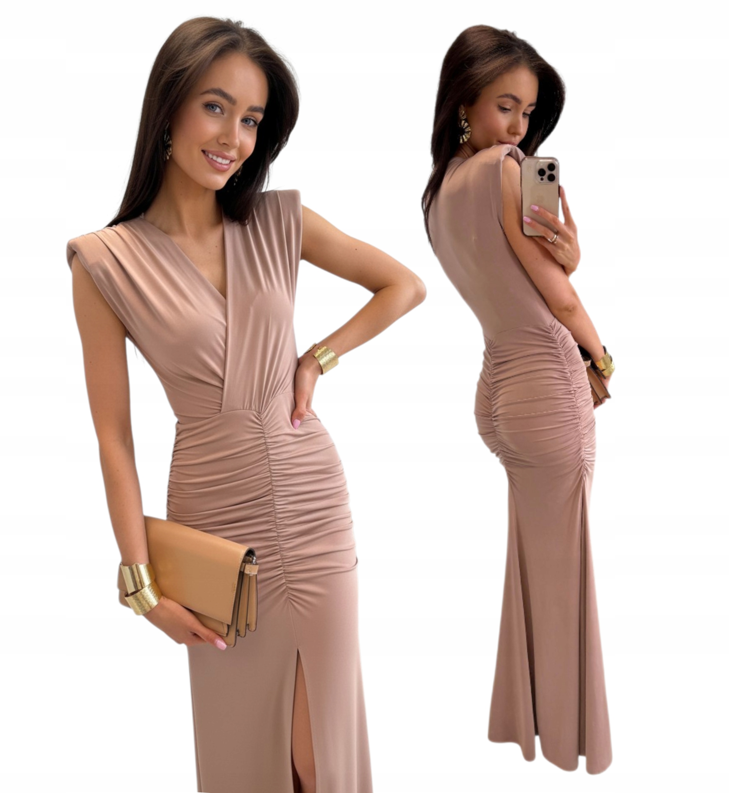 cappuccino šaty s řasením vel. L/40