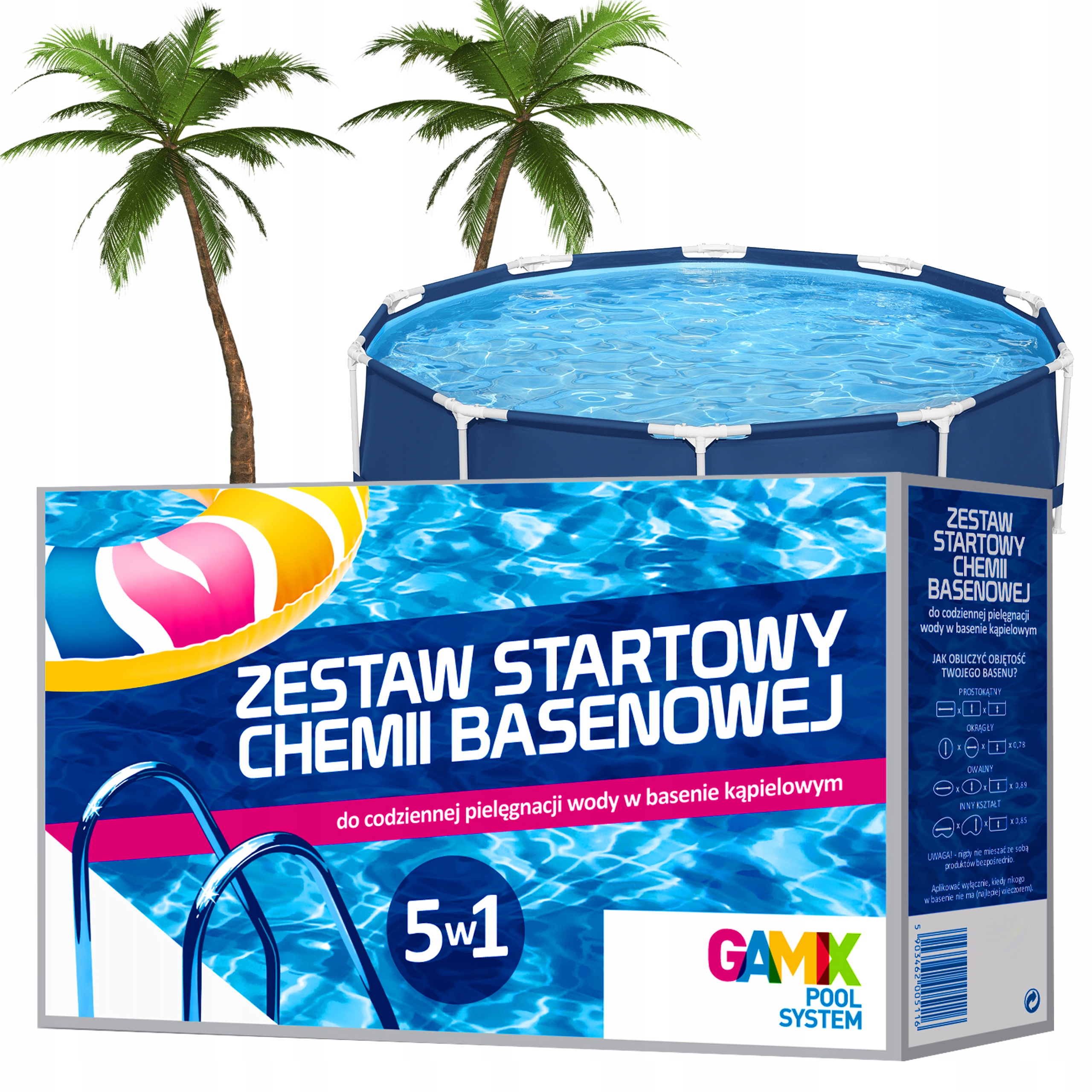Zestaw 5w1 Start Chemia Basenowa Chlor Szok Tester Ph Do Basenu Gamix