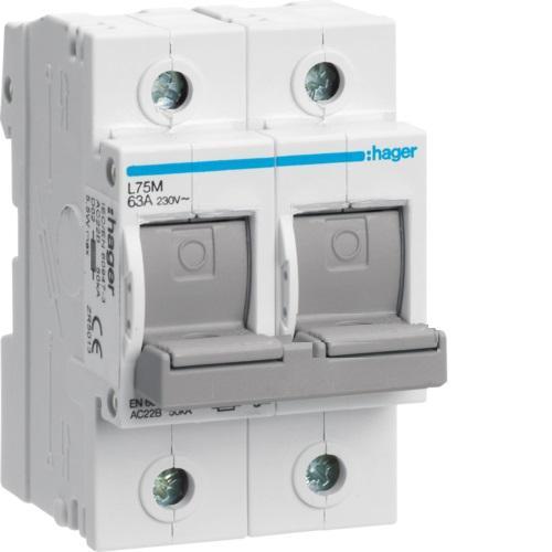 Horizontálny poistkový odpojovač D02 2P 63A 400V L72M