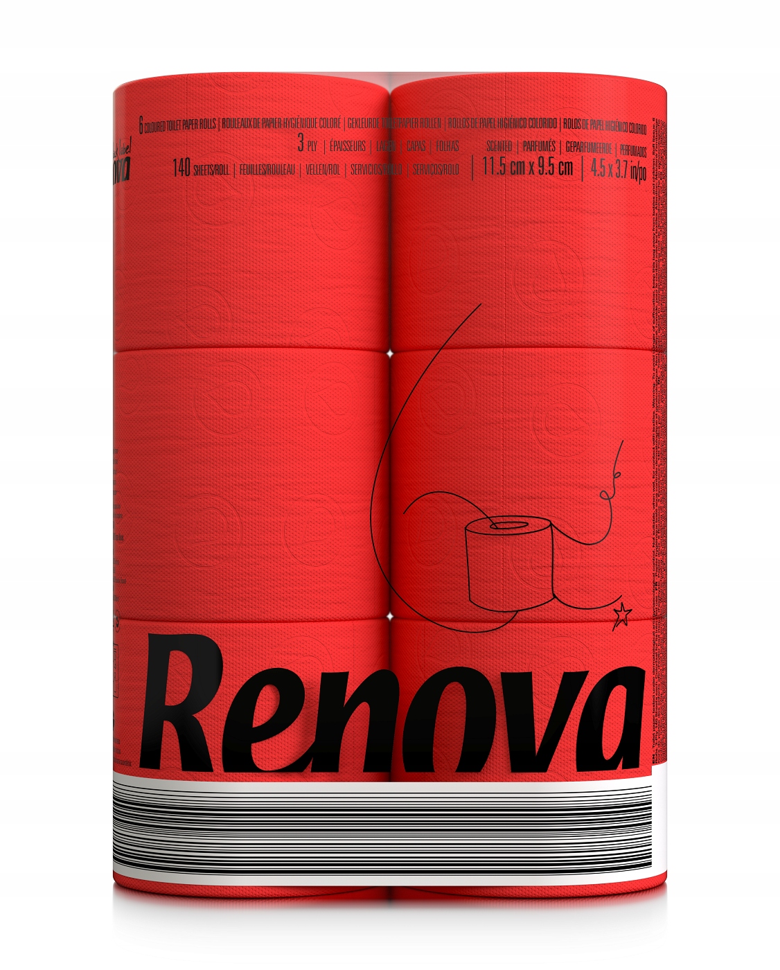 

Czerwony papier toaletowy Renova 6szt