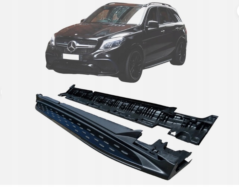 Progi samochodowe AMG Mercedes ML GLE W166 12-19 SUV czarne BLACK LOOK