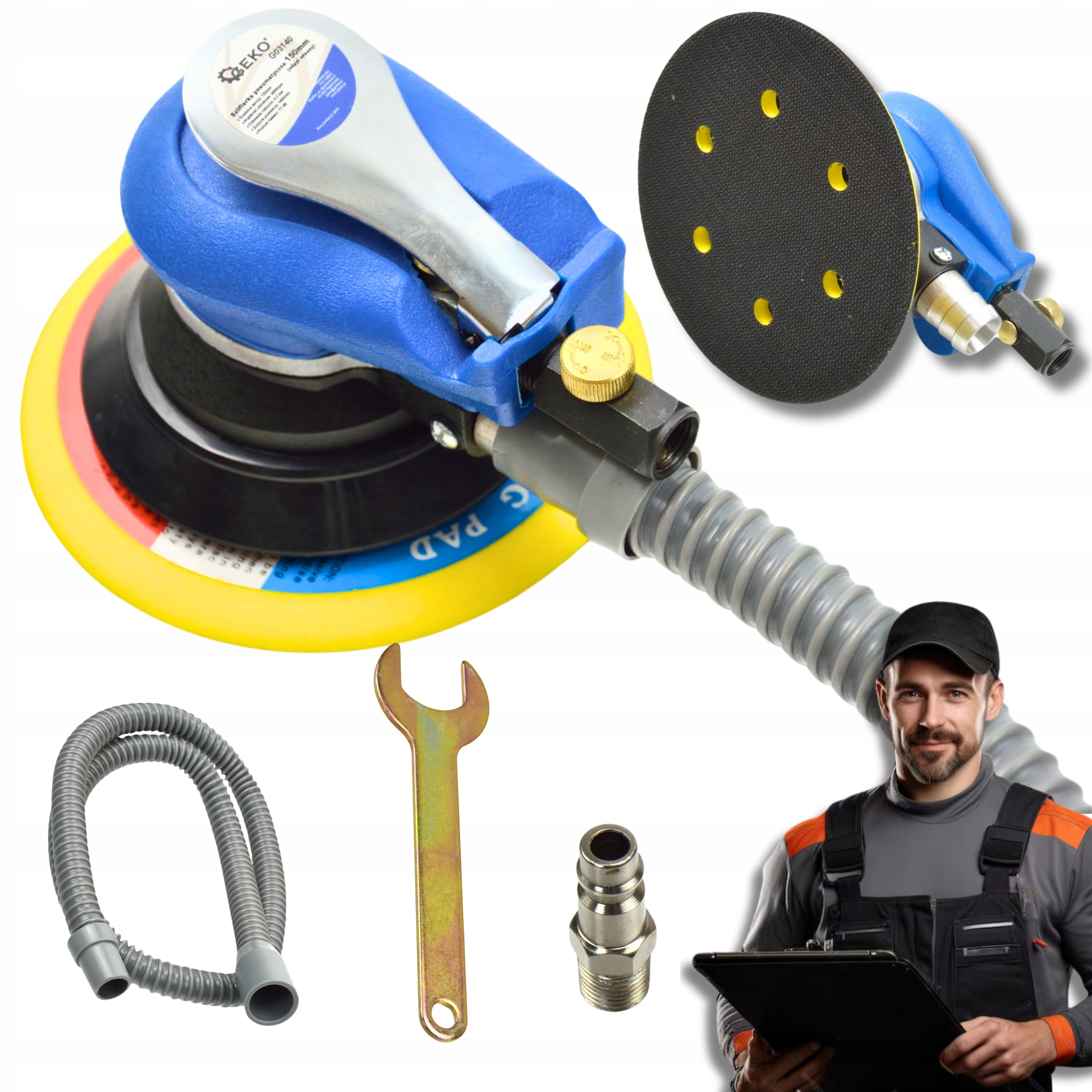Excentrická Pneumatická Bruska 150 mm S Vlastním Odprášením Geko