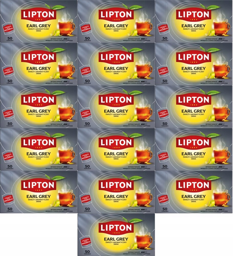 Lipton Earl Grey Herbata czarna 50 torebek x16