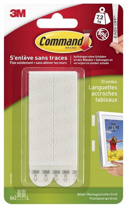 Paski Samoprzylepne Montażowe Paski Biały L Rzep Command 6 szt. 7200 g