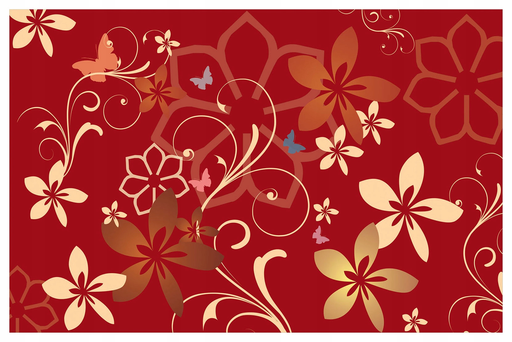 Vliesová fototapeta Kvety a motýle červené pozadie 368x254 lepidlo