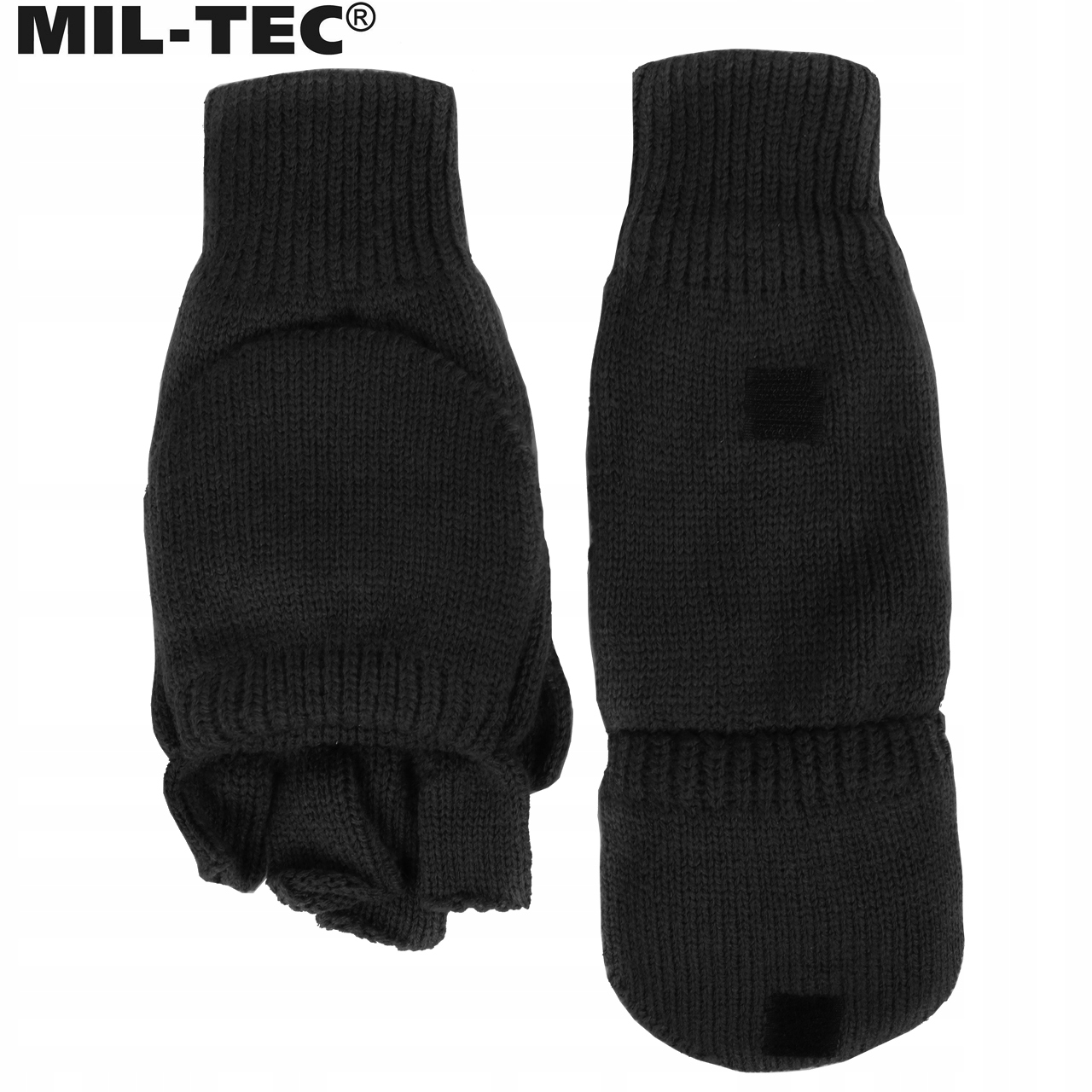 RĘKAWICE RĘKAWICZKI ZIMOWE 3M THINSULATE Z KLAPKĄ MIL-TEC HUNTER CZARNE L Typ pięciopalczaste