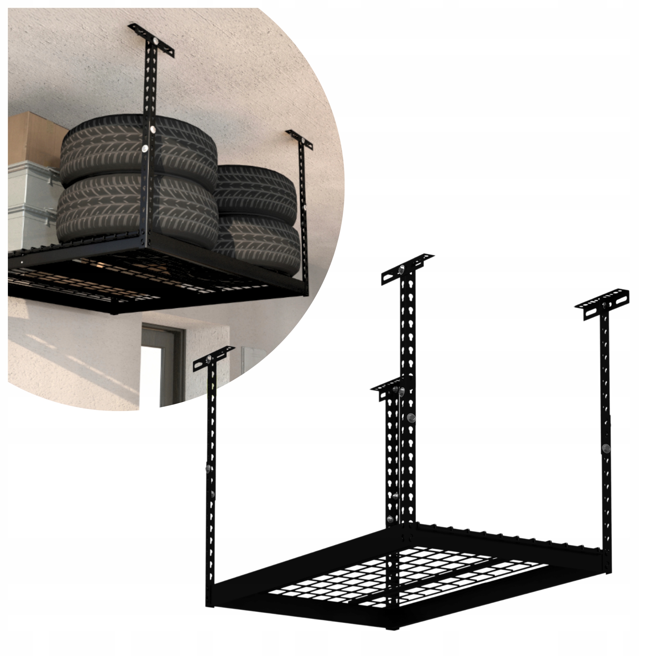 Závěsná stropní garážová police, silný regál, sklep, garáž 60x120 Pgf 2