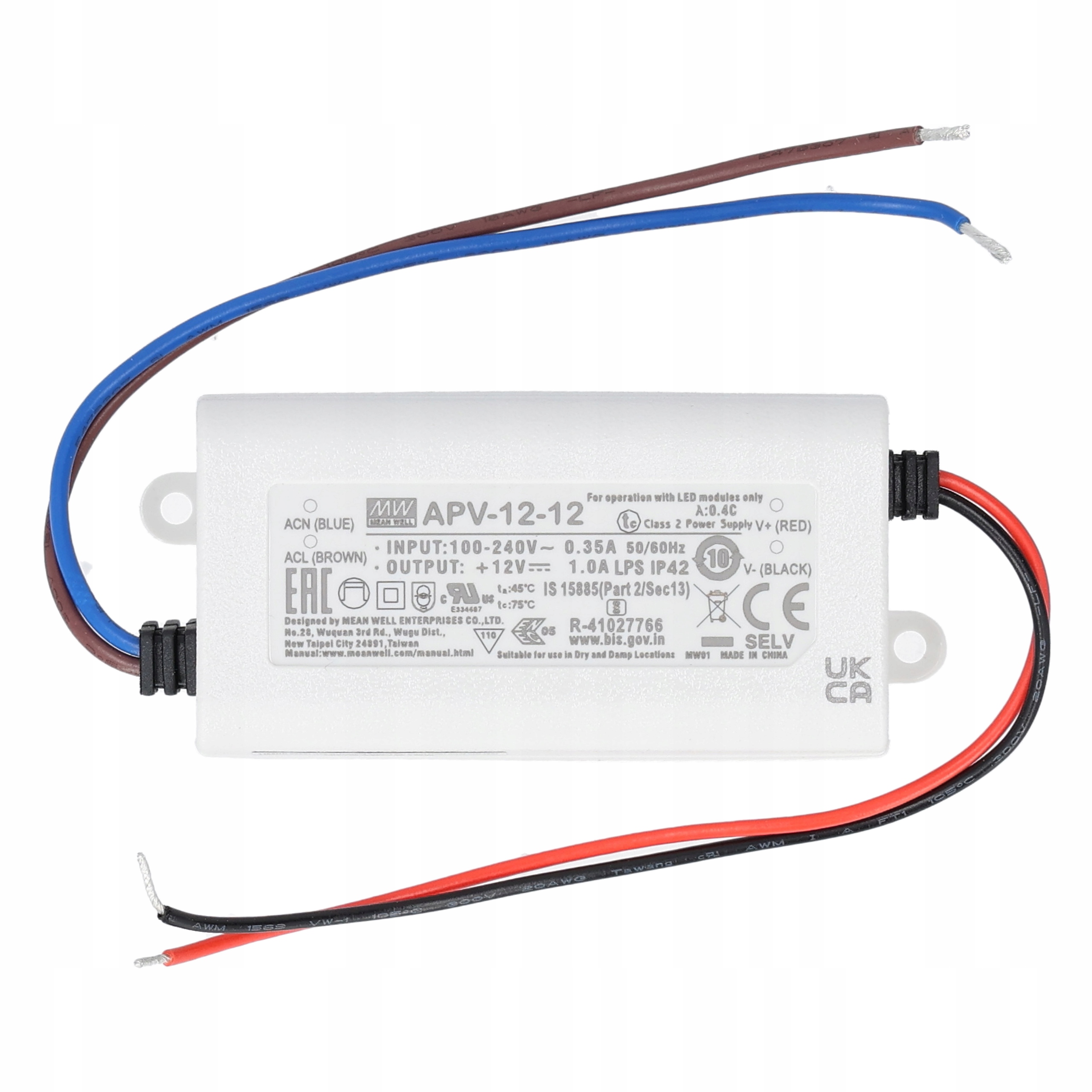 ZASILACZ MODUŁOWY DO TAŚM OŚWIETLENIA LED APV 12V 1A 12W MEAN WELL Kod producenta APV-12-12