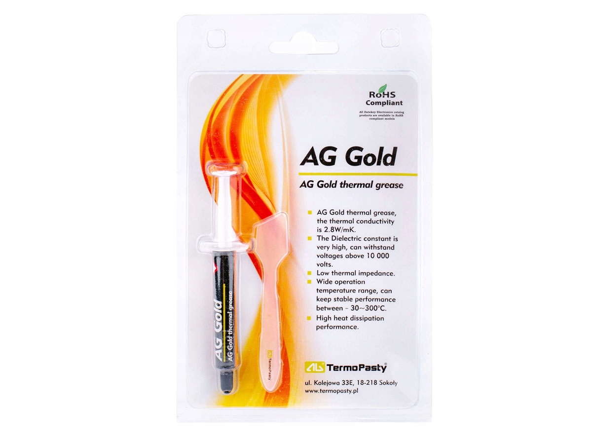 

Pasta termoprzewodząca Ag Gold 2.8W 3g łopatka