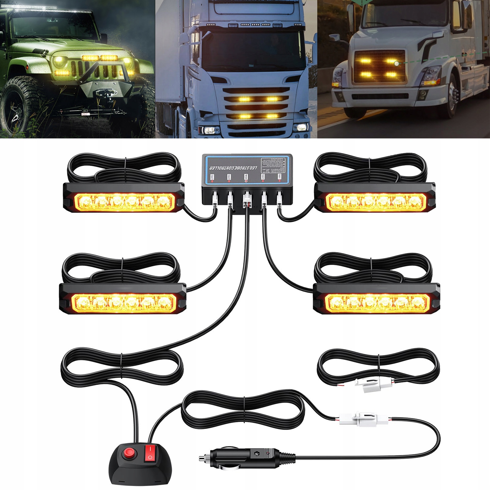 Výstražné Lampy Stroboskopická Led Lampa Oranžová Pomoc 4X
