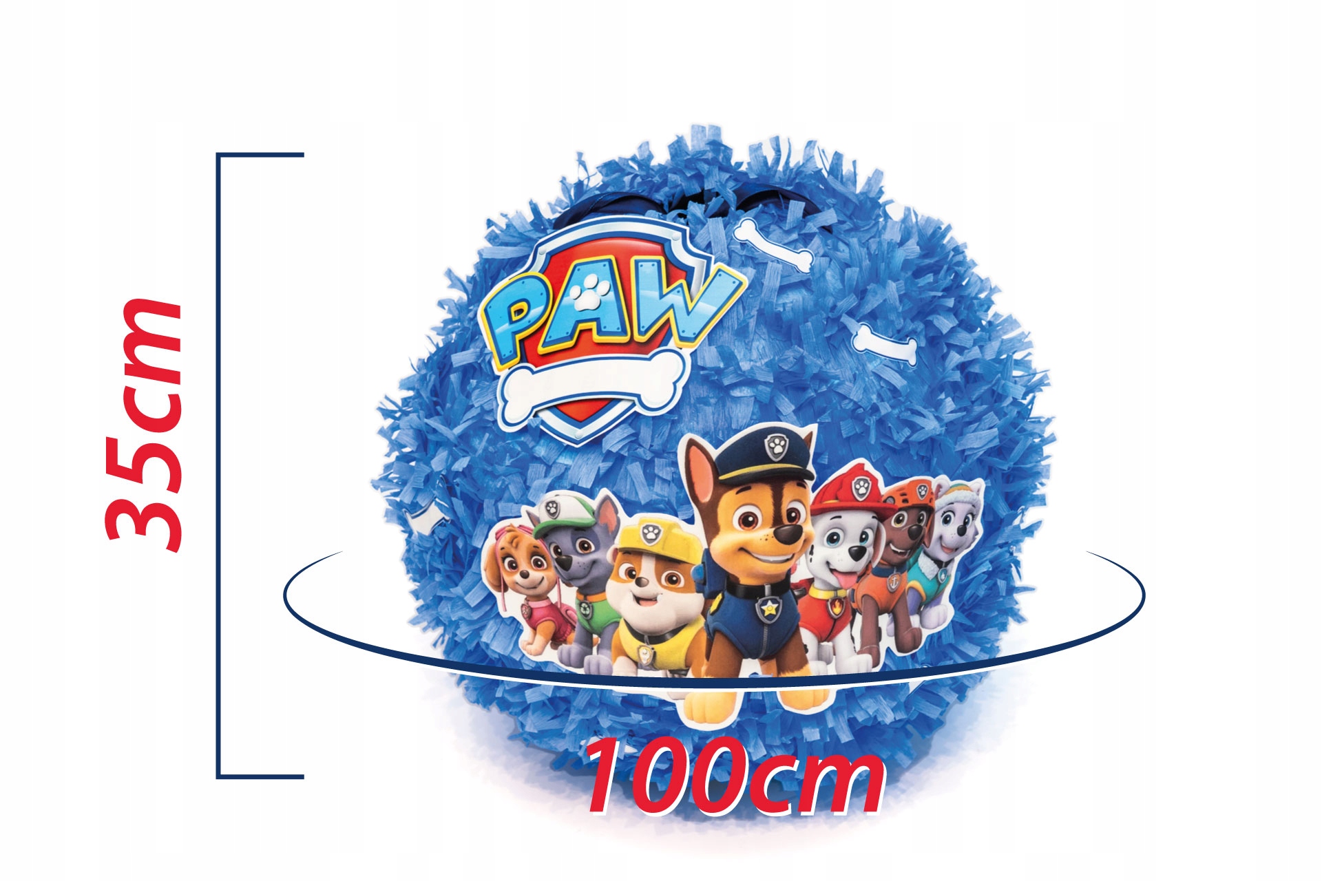 PINIATA XXL -100CM OBWÓD PSI PATROL + IMIĘ + DODATKI Marka bez marki