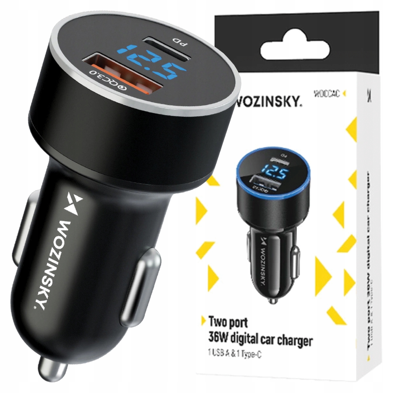 Wozinsky Ładowarka Usb-c Do Telefonów 36W Do Samochodu Z Szybkim Ładowaniem