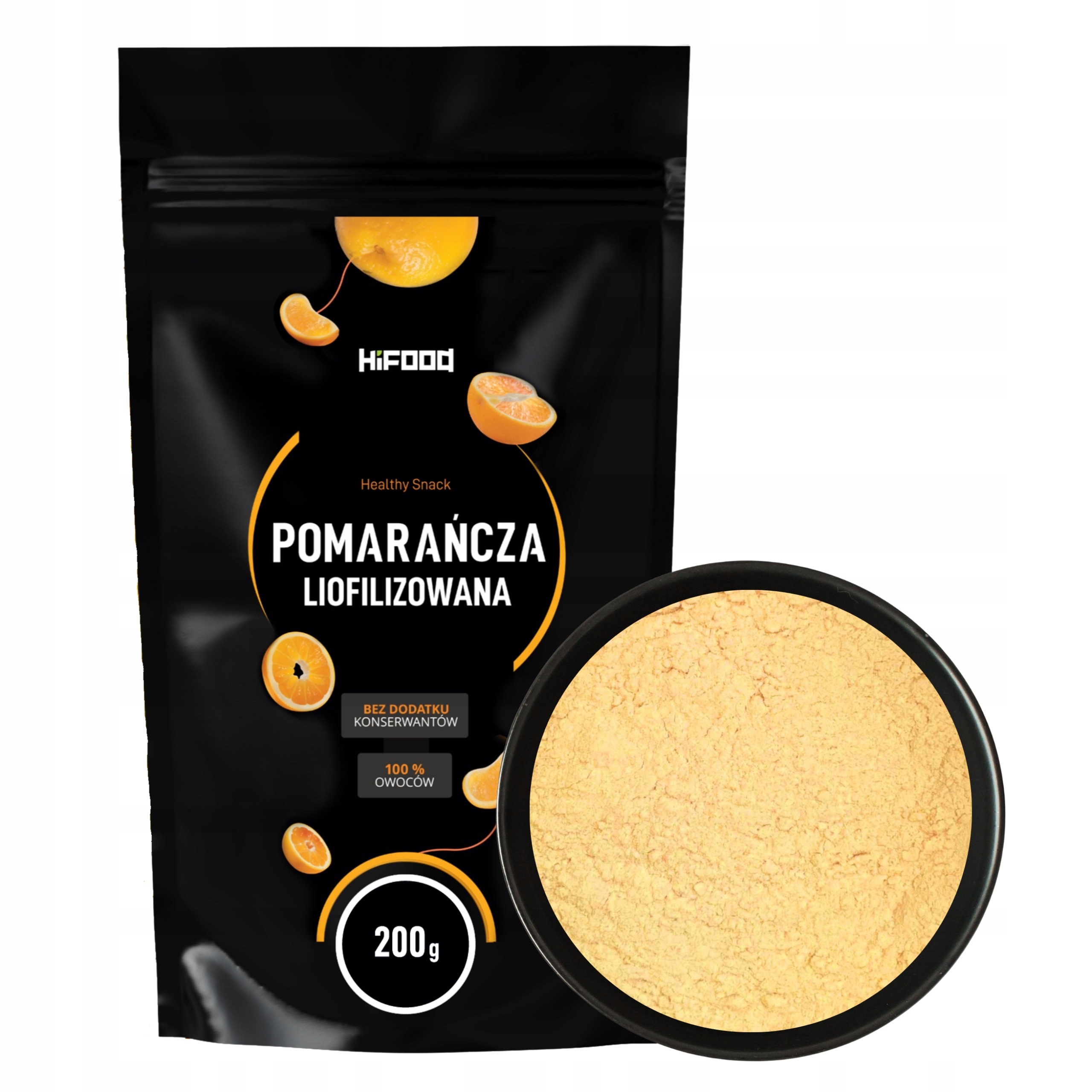 Pomarańcza Liofilizowana 100% Proszek Pomarańczowy 200 g HiFOOD