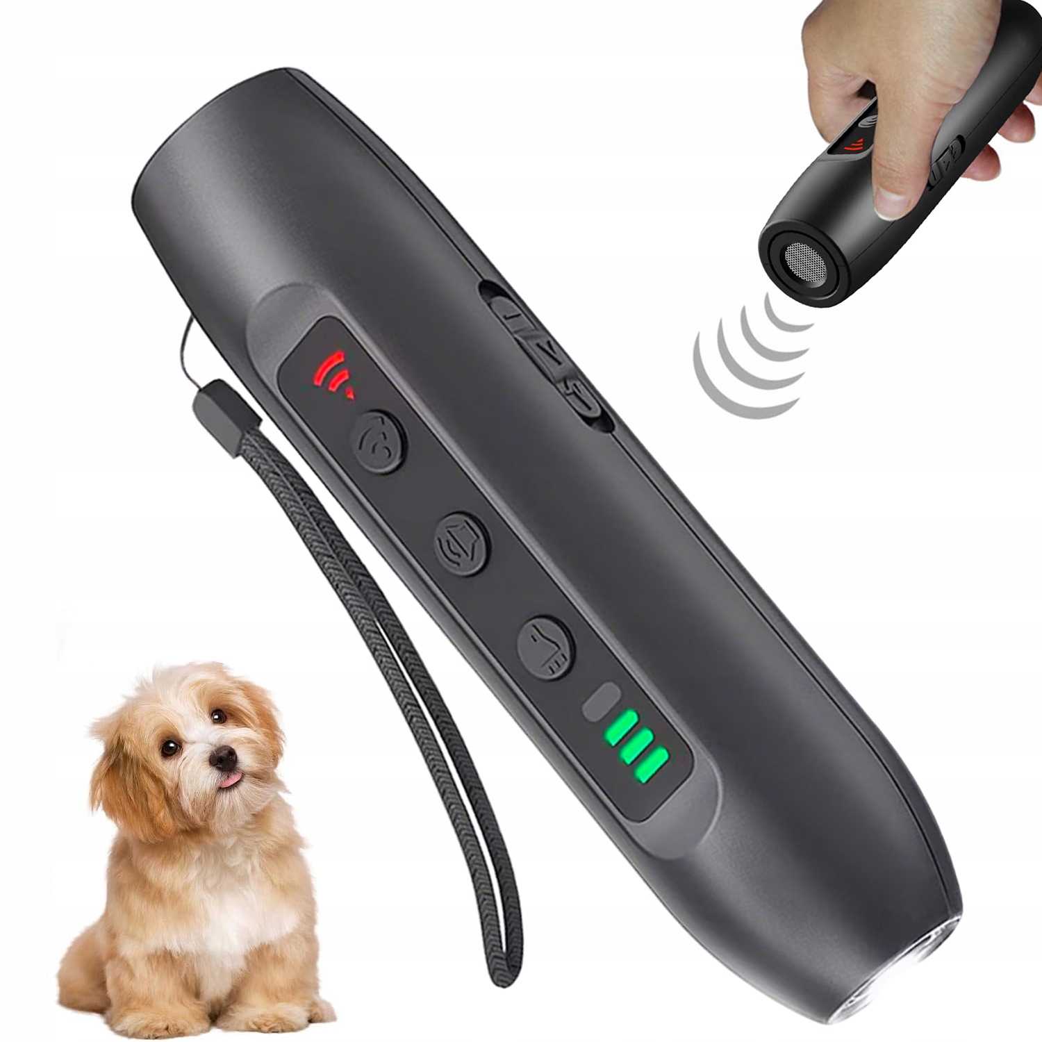 Levně Ultrazvukový protištěkací přístroj proti štěkání pro psa Led svítilna