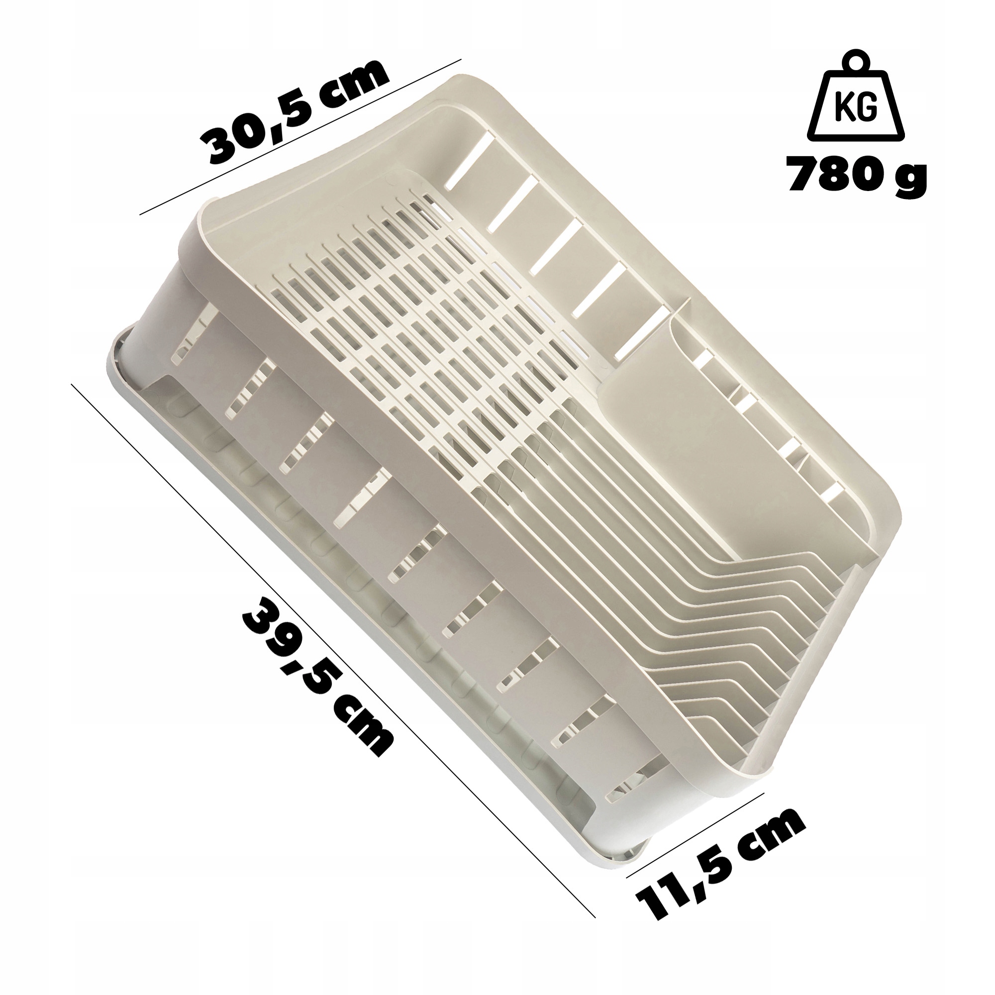 SUSZARKA DO NACZYŃ Z OCIEKACZEM JEDNOPOZIOMOWA NA SZTUĆCE BIAŁA Kod producenta K9456