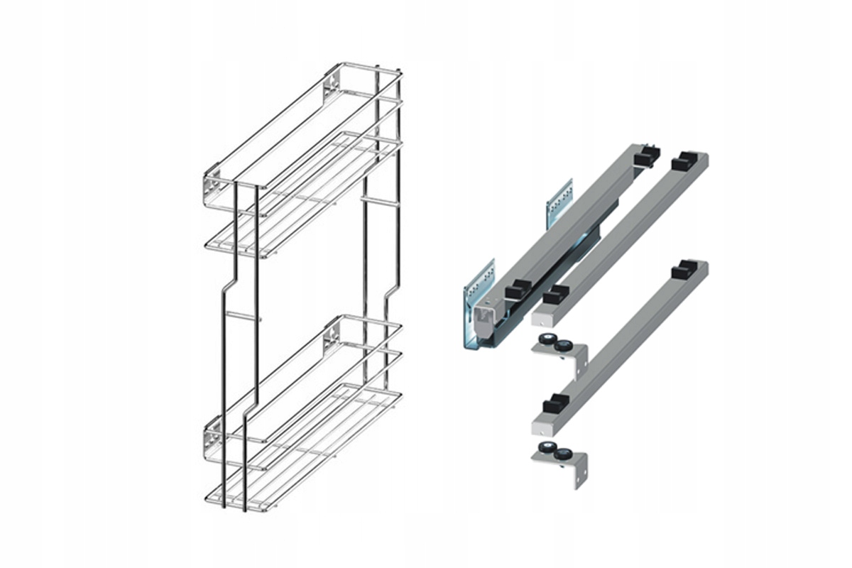 Nákladní auto do levé boční skříňky 15 cm 150 chromový efekt 2p Rejs Push plný výsuv