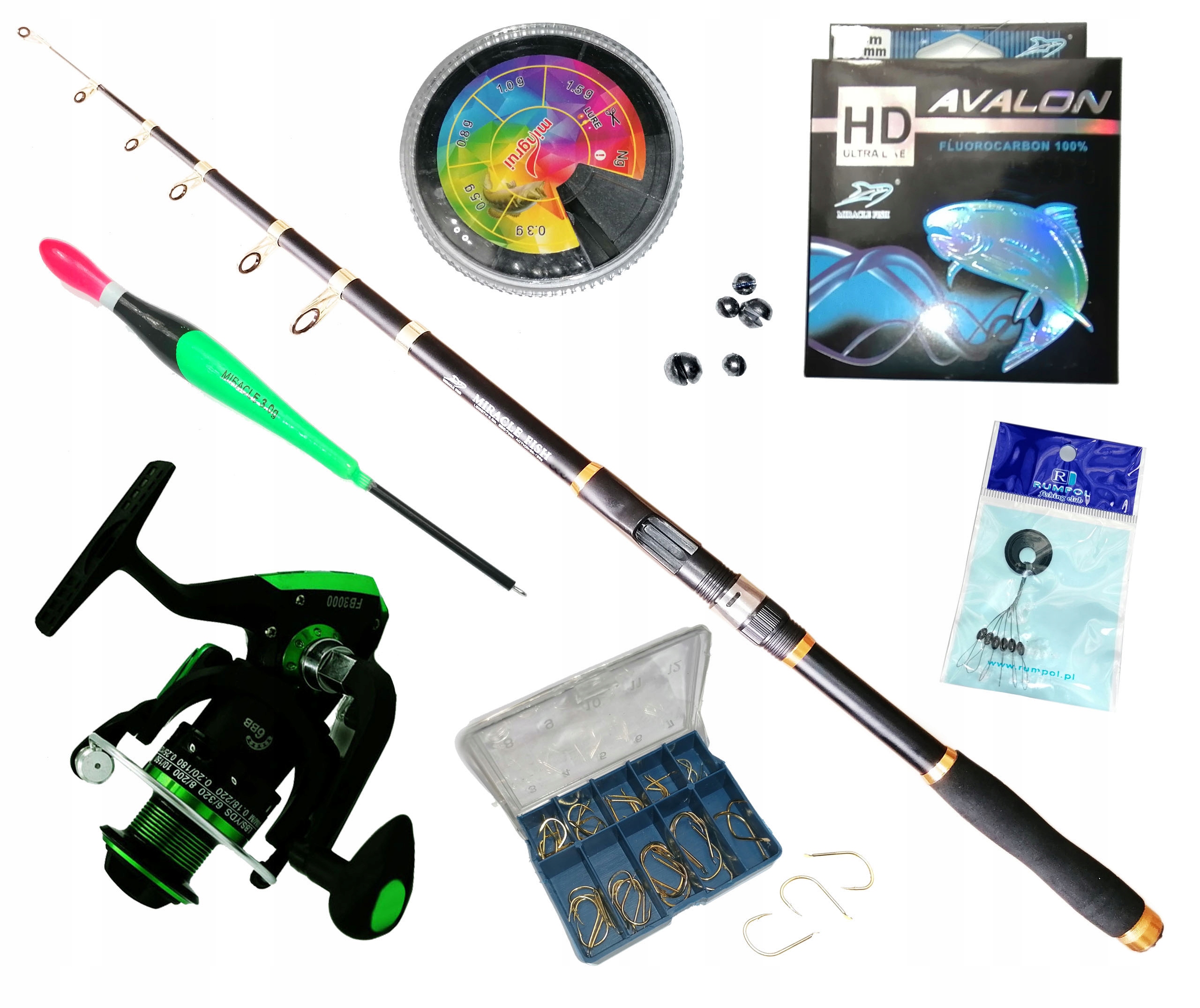 Splávková Sada Rybářský Prut Naviják Splávek Háčky