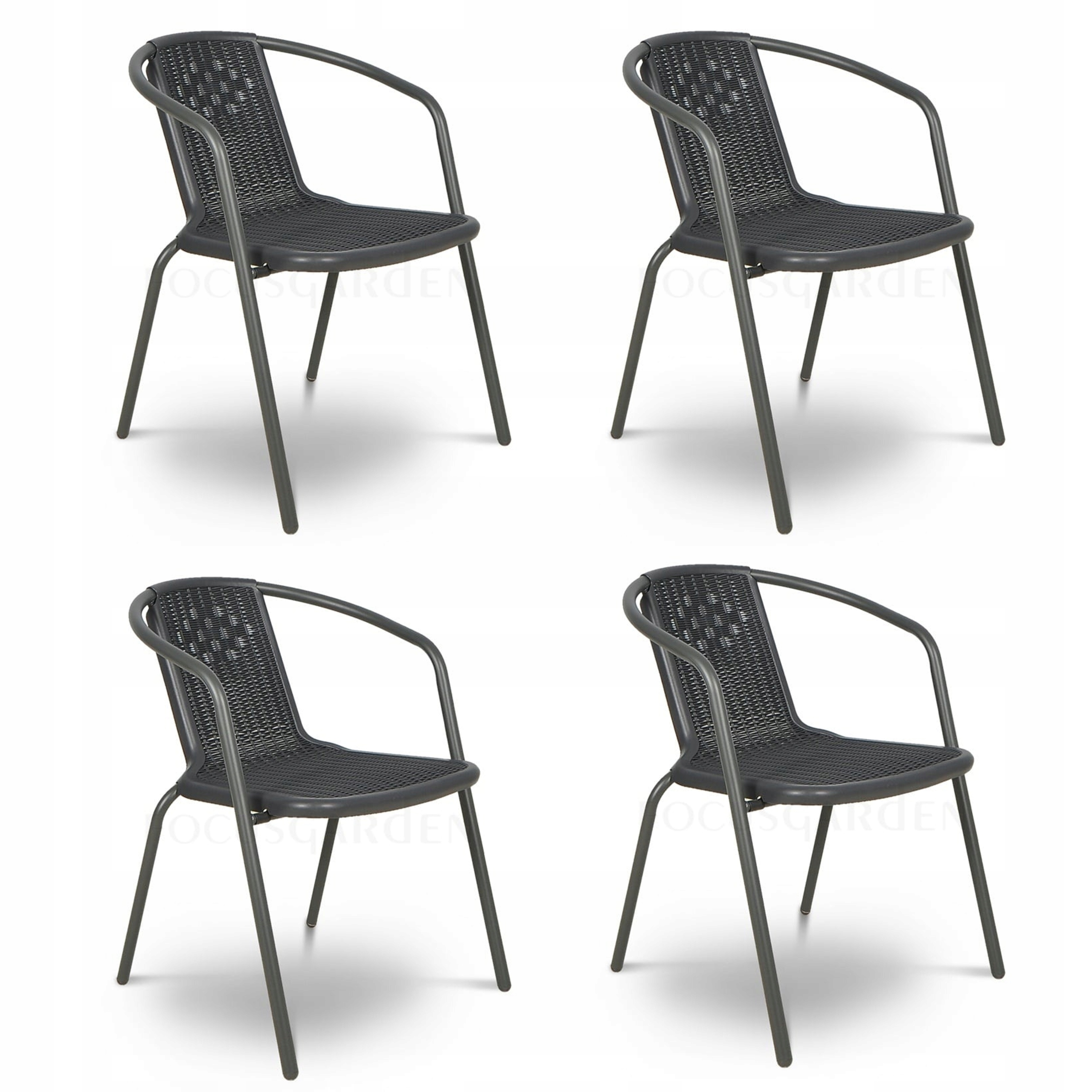 Sada Křesel Zahradní židle Simple Grafit na terasu, kov, sada 4 ks