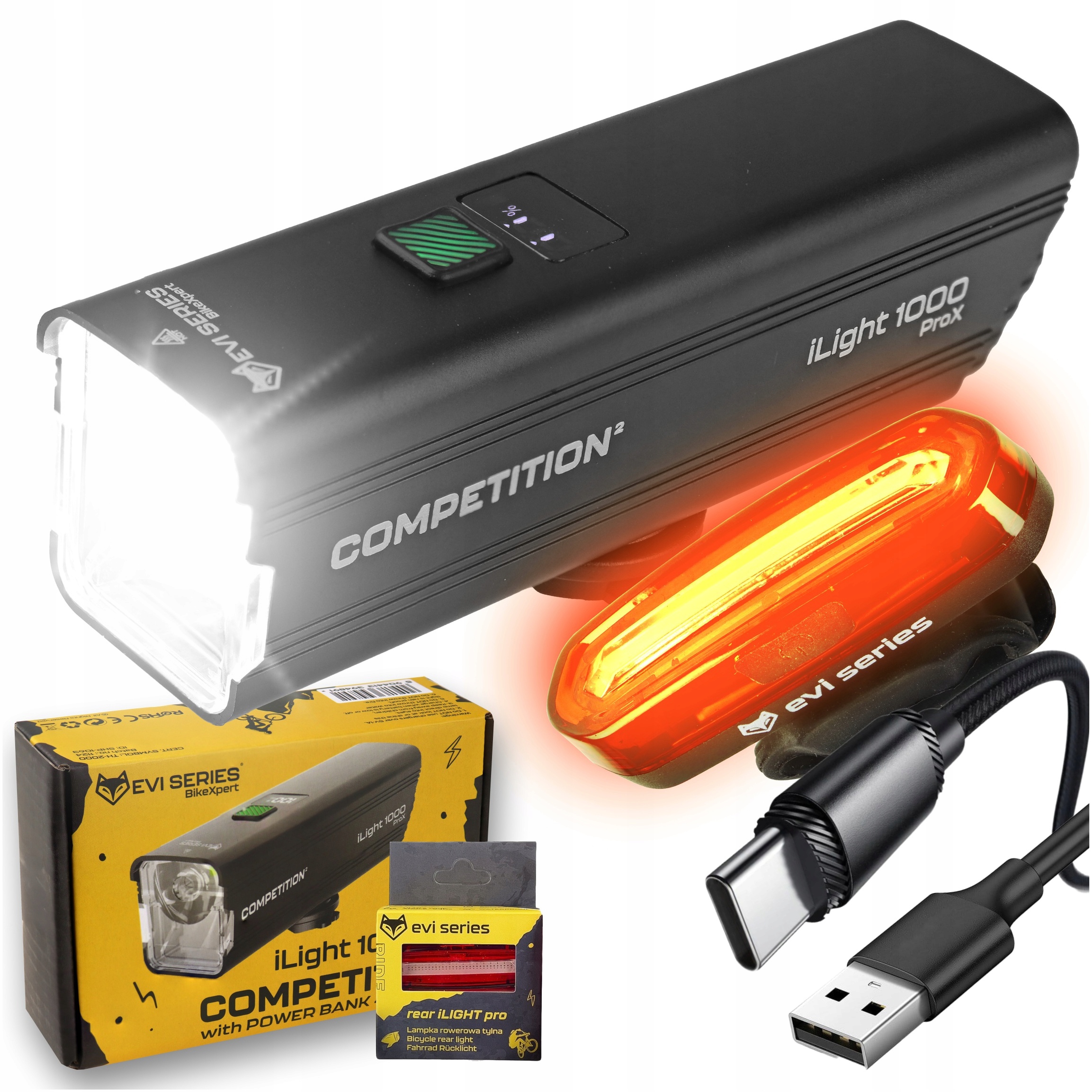 Велосипедный передний задний светильник iLight 1000 ProX и задний мощный велосипедный светильник