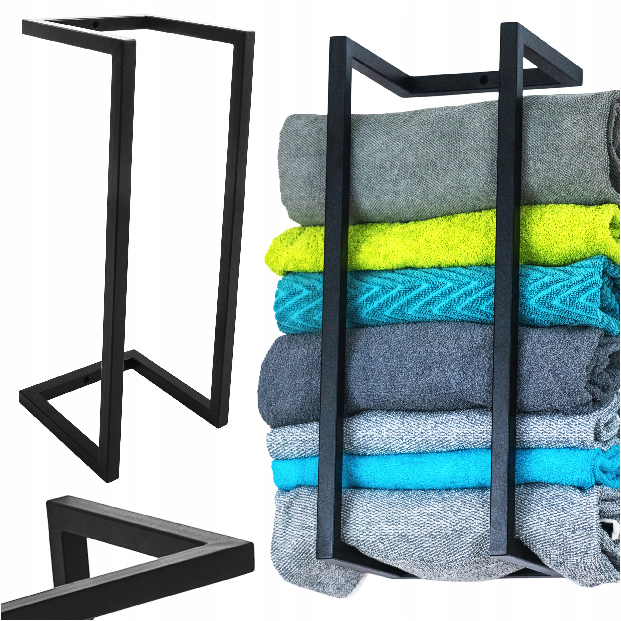 Nástěnný Věšák Na Ručníky Černý Kovový Loft Svařovaný 55 CM Kapaga