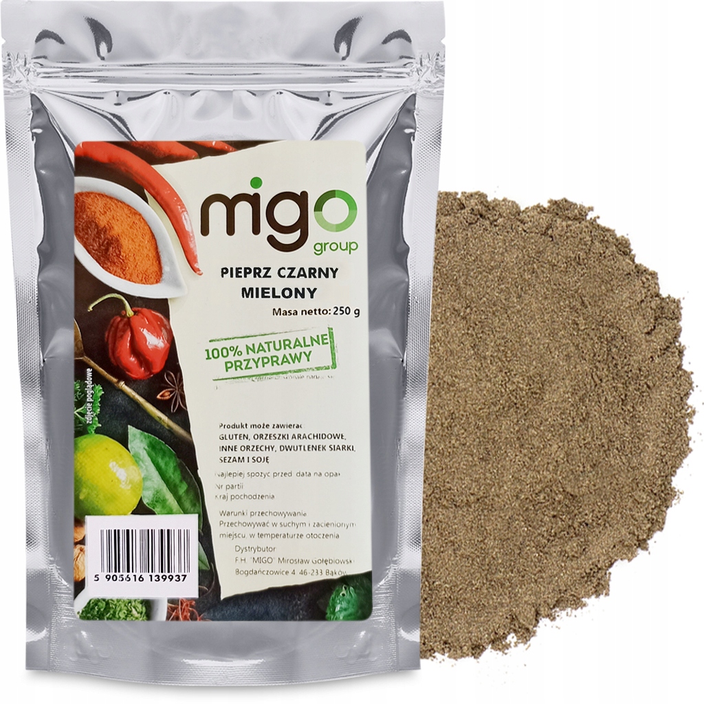 4x MIGOgroup, Pepř Černý Mletý 250 g v prášku MIGogroup